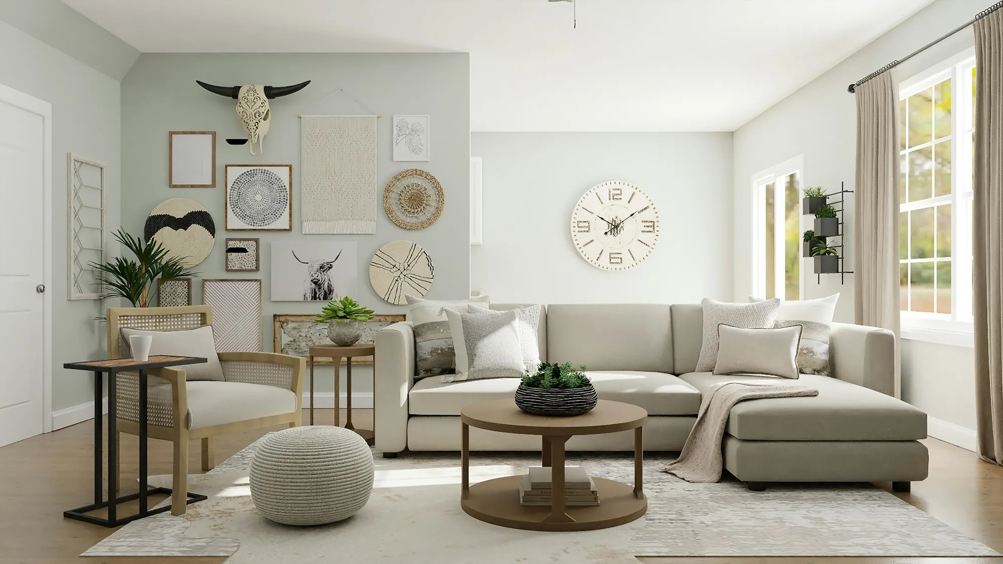 Modern Spaans villa-interieur met natuurstenen muren en houten balkenplafond aan de Costa Blanca